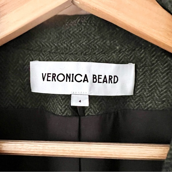 VERONICA BEARD | Somner Green Gray Herringbone Tweed Dickey Jacket Blazer 4 - Picture 5 of 10